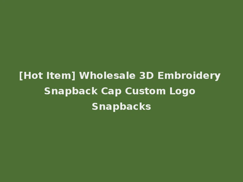 [Hot Item] Wholesale 3D Embroidery Snapback Cap Custom Logo Snapbacks