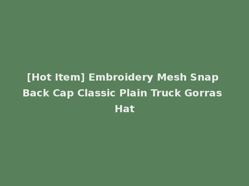 [Hot Item] Embroidery Mesh Snap Back Cap Classic Plain Truck Gorras Hat