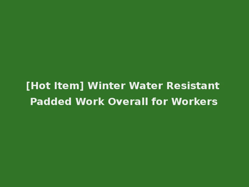 [Hot Item] Winter Water Resistant Padded Work Overall for Workers