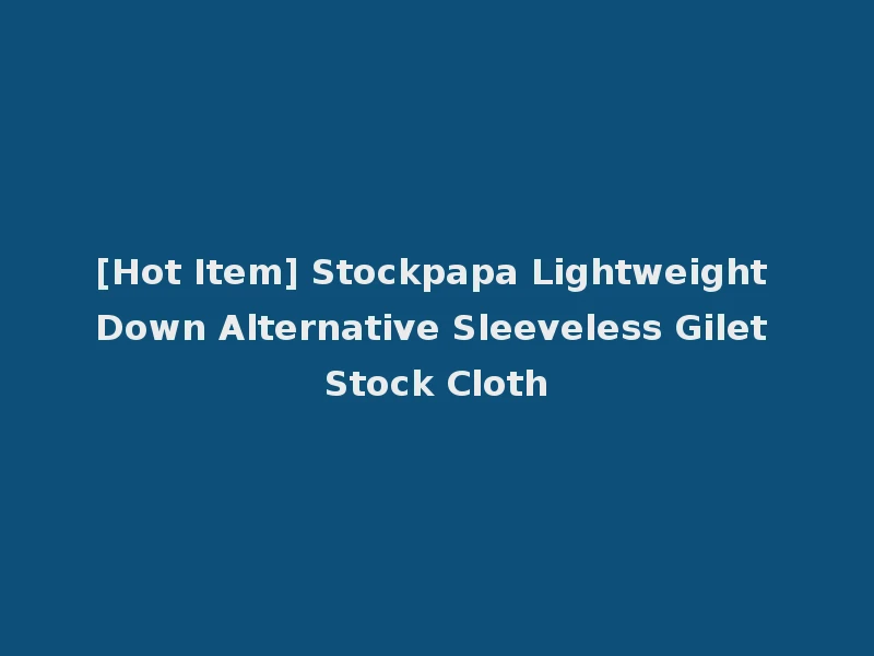 [Hot Item] Stockpapa Lightweight Down Alternative Sleeveless Gilet Stock Cloth