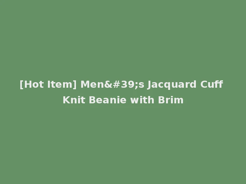[Hot Item] Men's Jacquard Cuff Knit Beanie with Brim