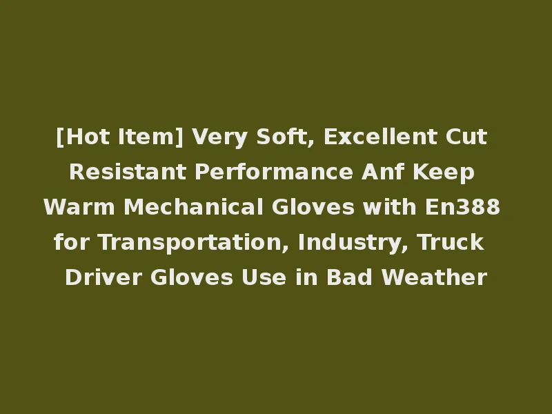 [Hot Item] Very Soft, Excellent Cut Resistant Performance Anf Keep Warm Mechanical Gloves with En388 for Transportation, Industry, Truck Driver Gloves Use in Bad Weather