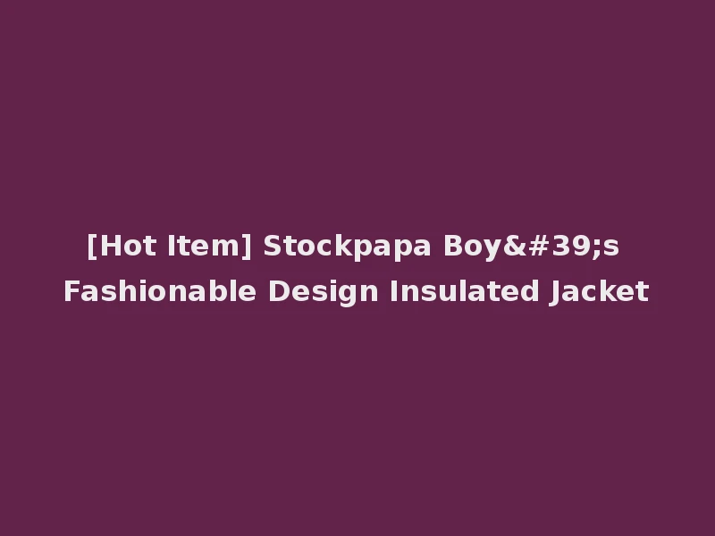 [Hot Item] Stockpapa Boy's Fashionable Design Insulated Jacket