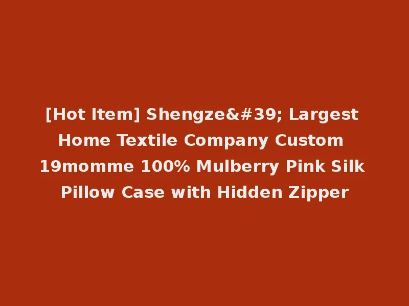 [Hot Item] Shengze' Largest Home Textile Company Custom 19momme 100% Mulberry Pink Silk Pillow Case with Hidden Zipper