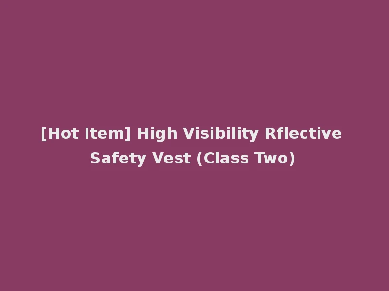 [Hot Item] High Visibility Rflective Safety Vest (Class Two)