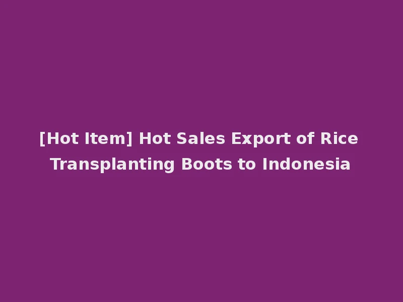 [Hot Item] Hot Sales Export of Rice Transplanting Boots to Indonesia