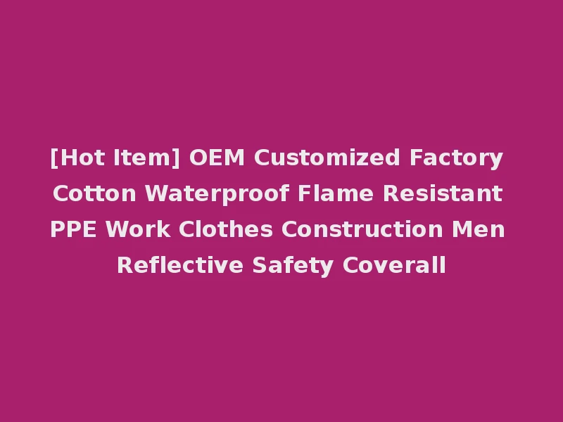 [Hot Item] OEM Customized Factory Cotton Waterproof Flame Resistant PPE Work Clothes Construction Men Reflective Safety Coverall