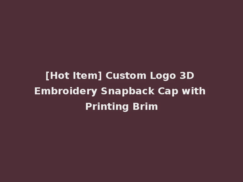 [Hot Item] Custom Logo 3D Embroidery Snapback Cap with Printing Brim