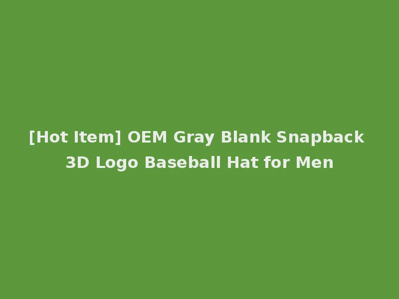 [Hot Item] OEM Gray Blank Snapback 3D Logo Baseball Hat for Men