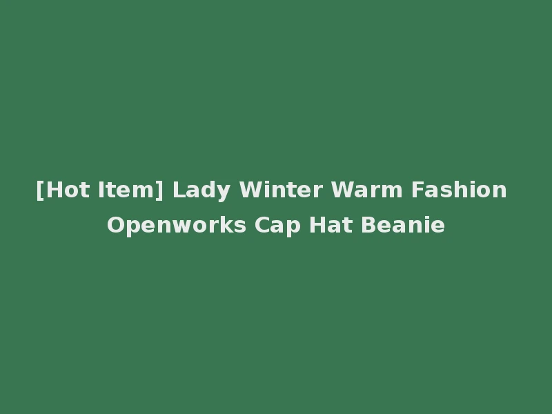 [Hot Item] Lady Winter Warm Fashion Openworks Cap Hat Beanie