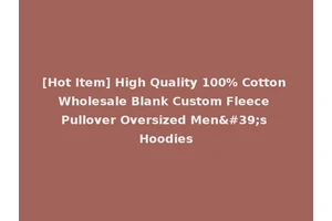 [Hot Item] High Quality 100% Cotton Wholesale Blank Custom Fleece Pullover Oversized Men's Hoodies