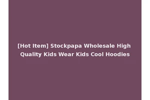 [Hot Item] Stockpapa Wholesale High Quality Kids Wear Kids Cool Hoodies
