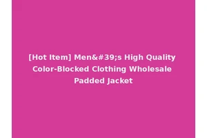 [Hot Item] Men's High Quality Color-Blocked Clothing Wholesale Padded Jacket