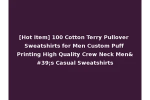 [Hot Item] 100 Cotton Terry Pullover Sweatshirts for Men Custom Puff Printing High Quality Crew Neck Men's Casual Sweatshirts