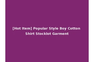 [Hot Item] Popular Style Boy Cotton Shirt Stocklot Garment
