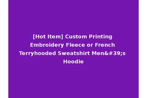 [Hot Item] Custom Printing Embroidery Fleece or French Terryhooded Sweatshirt Men's Hoodie