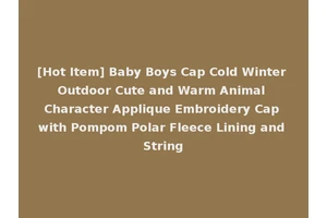 [Hot Item] Baby Boys Cap Cold Winter Outdoor Cute and Warm Animal Character Applique Embroidery Cap with Pompom Polar Fleece Lining and String