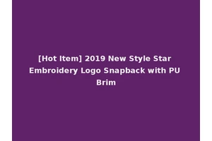 [Hot Item] 2019 New Style Star Embroidery Logo Snapback with PU Brim