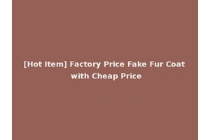 [Hot Item] Factory Price Fake Fur Coat with Cheap Price