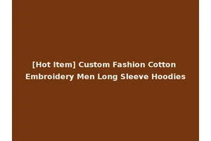 [Hot Item] Custom Fashion Cotton Embroidery Men Long Sleeve Hoodies