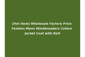 [Hot Item] Wholesale Factory Price Fashion Mens Windbreakers Cotton Jacket Coat with Belt