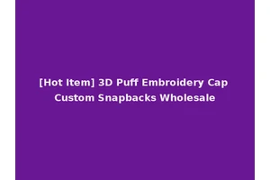 [Hot Item] 3D Puff Embroidery Cap Custom Snapbacks Wholesale