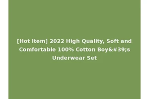 [Hot Item] 2022 High Quality, Soft and Comfortable 100% Cotton Boy's Underwear Set