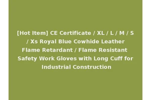 [Hot Item] CE Certificate / XL / L / M / S / Xs Royal Blue Cowhide Leather Flame Retardant / Flame Resistant Safety Work Gloves with Long Cuff for Industrial Construction