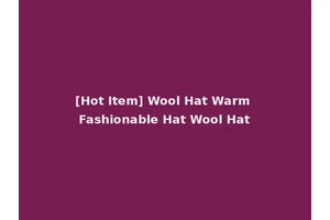 [Hot Item] Wool Hat Warm Fashionable Hat Wool Hat