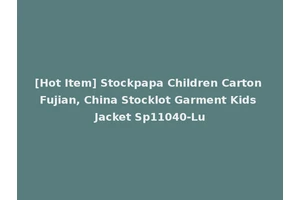 [Hot Item] Stockpapa Children Carton Fujian, China Stocklot Garment Kids Jacket Sp11040-Lu
