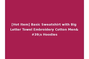 [Hot Item] Basic Sweatshirt with Big Letter Towel Embroidery Cotton Men's Hoodies