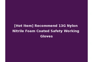 [Hot Item] Recommend 13G Nylon Nitrile Foam Coated Safety Working Gloves