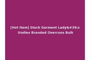 [Hot Item] Stock Garment Lady's Undies Branded Overruns Bulk