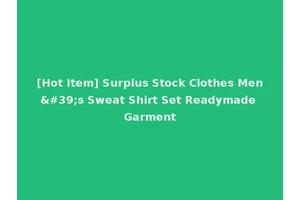 [Hot Item] Surplus Stock Clothes Men's Sweat Shirt Set Readymade Garment