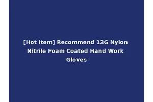 [Hot Item] Recommend 13G Nylon Nitrile Foam Coated Hand Work Gloves