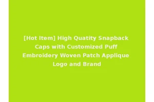 [Hot Item] High Quatity Snapback Caps with Customized Puff Embroidery Woven Patch Applique Logo and Brand