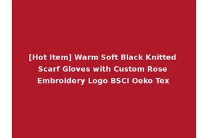 [Hot Item] Warm Soft Black Knitted Scarf Gloves with Custom Rose Embroidery Logo BSCI Oeko Tex