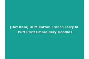 [Hot Item] OEM Cotton French Terry3d Puff Print Embroidery Hoodies
