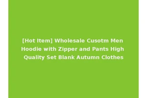 [Hot Item] Wholesale Cusotm Men Hoodie with Zipper and Pants High Quality Set Blank Autumn Clothes