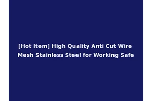[Hot Item] High Quality Anti Cut Wire Mesh Stainless Steel for Working Safe