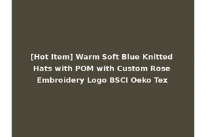 [Hot Item] Warm Soft Blue Knitted Hats with POM with Custom Rose Embroidery Logo BSCI Oeko Tex