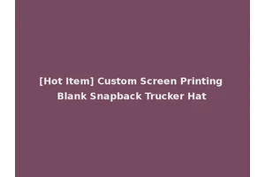 [Hot Item] Custom Screen Printing Blank Snapback Trucker Hat