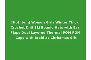 [Hot Item] Women Girls Winter Thick Crochet Knit Ski Beanie Hats with Ear Flaps Dual Layered Thermal POM POM Caps with Braid as Christmas Gift