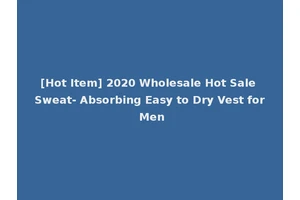 [Hot Item] 2020 Wholesale Hot Sale Sweat- Absorbing Easy to Dry Vest for Men