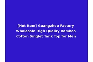 [Hot Item] Guangzhou Factory Wholesale High Quality Bamboo Cotton Singlet Tank Top for Men