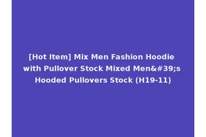 [Hot Item] Mix Men Fashion Hoodie with Pullover Stock Mixed Men's Hooded Pullovers Stock (H19-11)