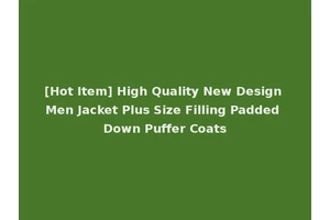 [Hot Item] High Quality New Design Men Jacket Plus Size Filling Padded Down Puffer Coats