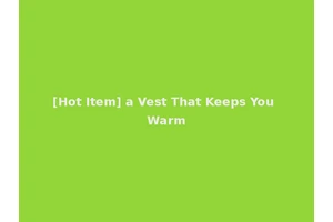 [Hot Item] a Vest That Keeps You Warm