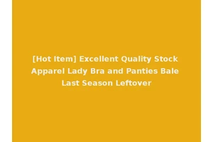 [Hot Item] Excellent Quality Stock Apparel Lady Bra and Panties Bale Last Season Leftover