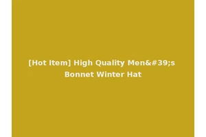 [Hot Item] High Quality Men's Bonnet Winter Hat
